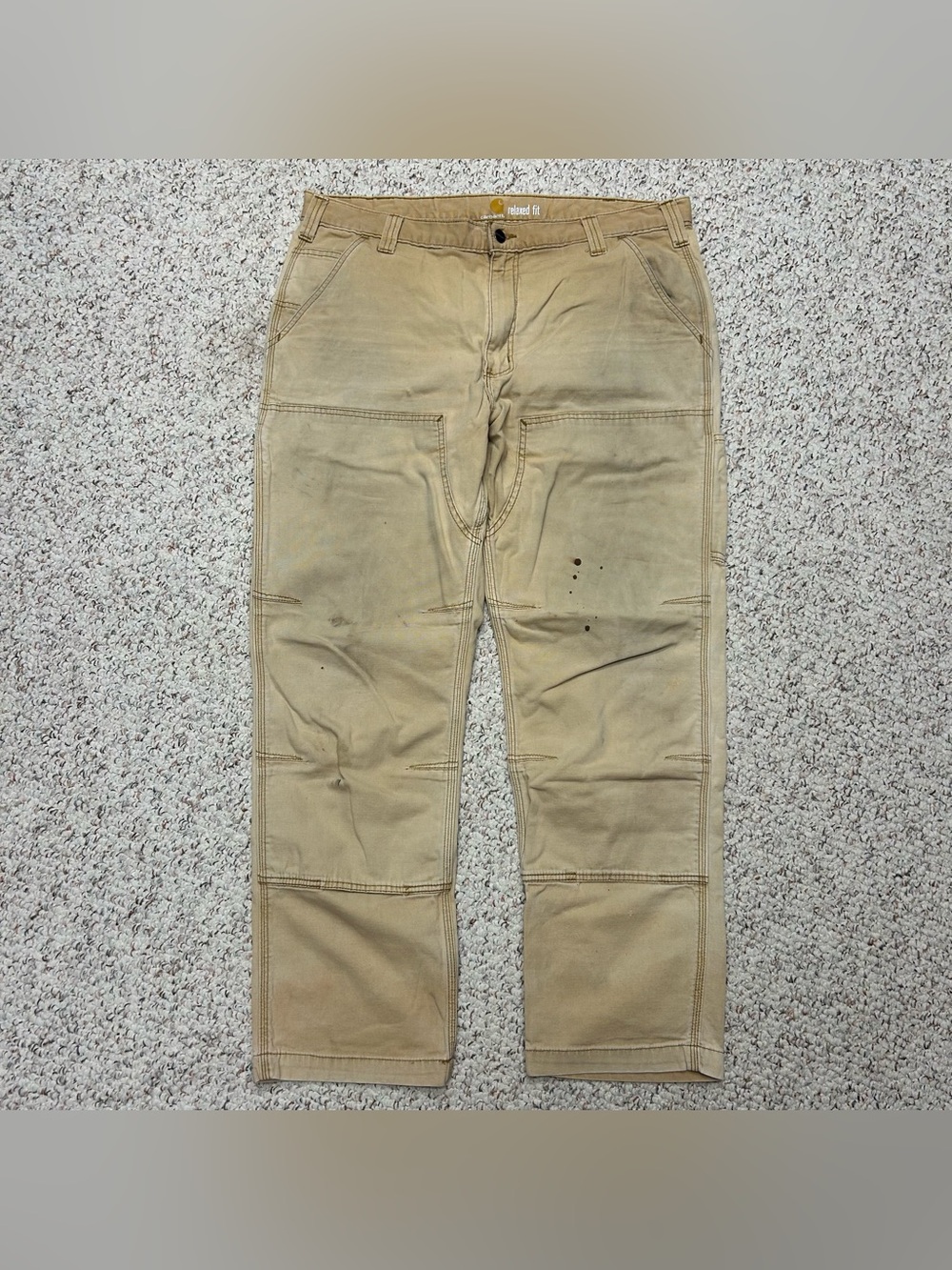 Carhartt Rugged Flex Double Knee Canvas Pants 38x32 Brown Faded Tan 102802 918